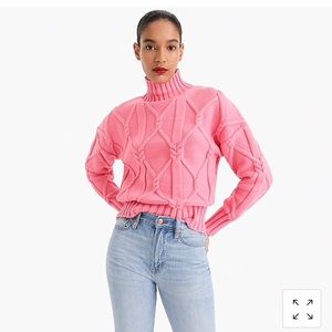 J Crew Pink Cable Knit Mockneck Sweater XS